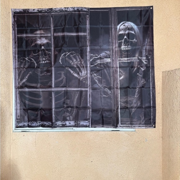 2PCS Skeleton Halloween Window Posters Horror Decoration Haunted House Props - Picture 3 of 3